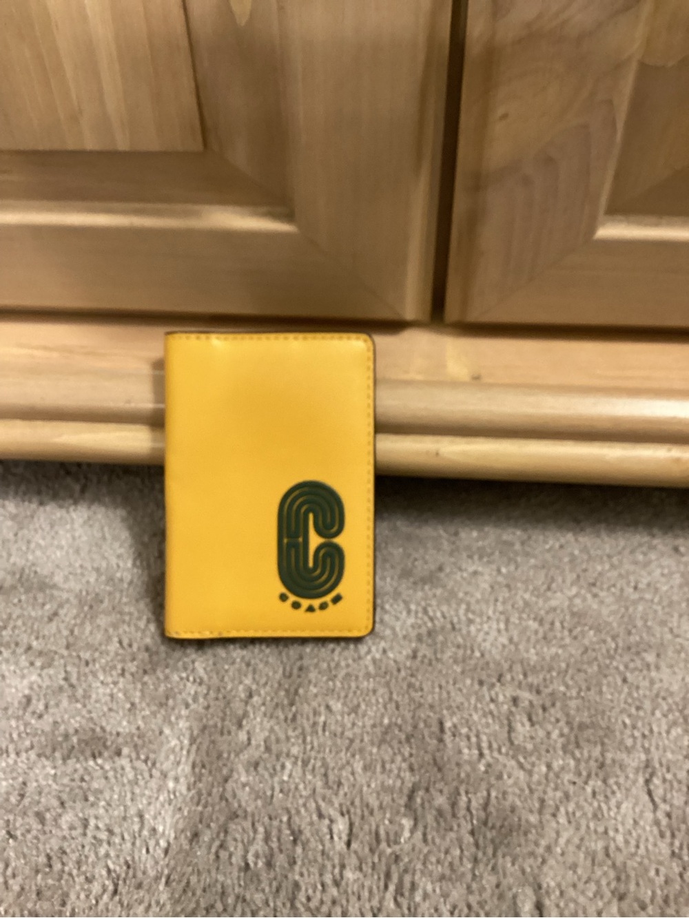 Coach Yellow Leather Card Holder with Green Logo